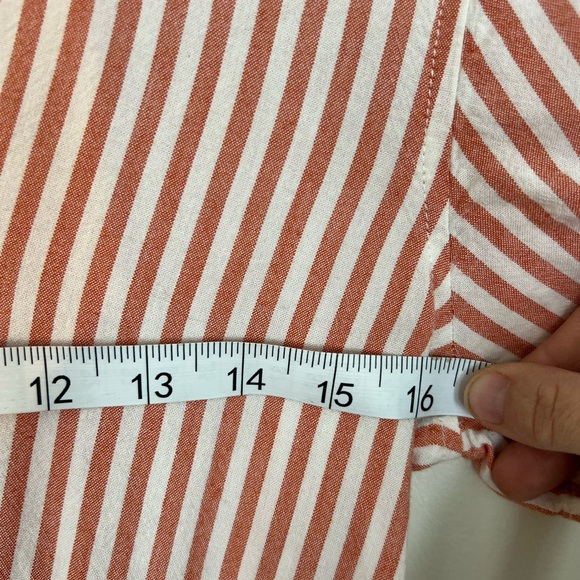 Peach and White Collared, Short Sleeved Tiered Mini Dress- Womans Medium - Picture 6 of 6